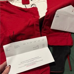 Christian Louboutin Red and Black Suede Heels